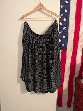 Black Polka Dot A-Line Skirt with Elastic Waist